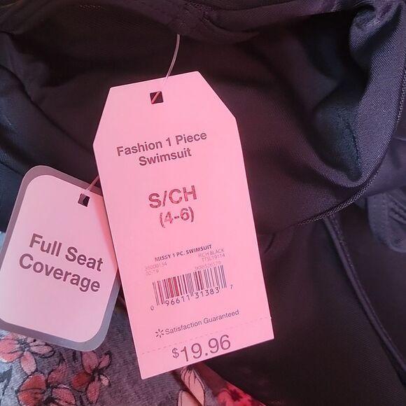 Time And Tru Small One Piece Black Mesh SWIMSUIT - New - Picture 3 of 3